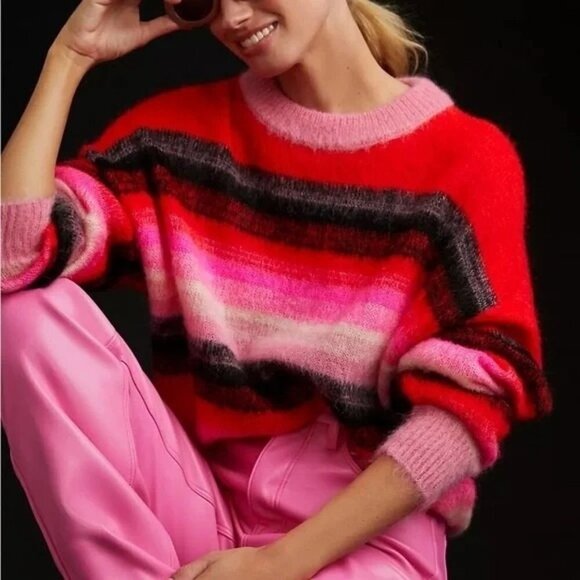 Essentiel Antwerp Sweaters - Anthropologie Essentiel Antwerp Como Red Pink Stripe Sweater Jumper XS NWT $330